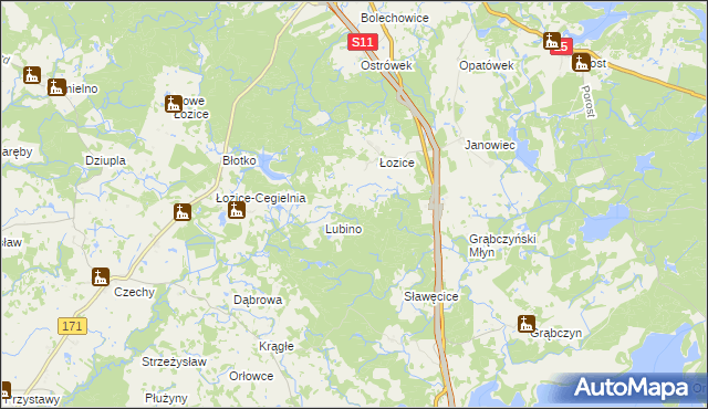 mapa Kije gmina Bobolice, Kije gmina Bobolice na mapie Targeo