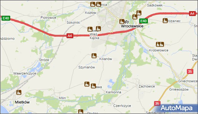mapa Kilianów, Kilianów na mapie Targeo