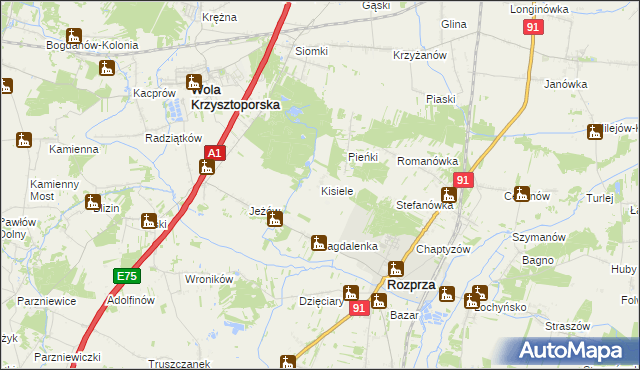 mapa Kisiele, Kisiele na mapie Targeo