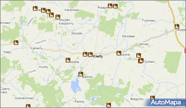 mapa Kiwity powiat lidzbarski, Kiwity powiat lidzbarski na mapie Targeo