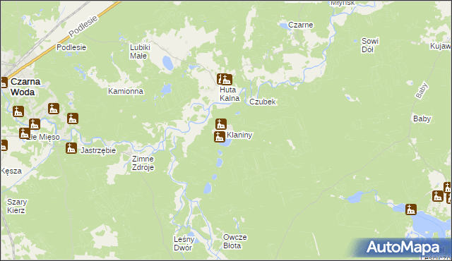 mapa Klaniny, Klaniny na mapie Targeo