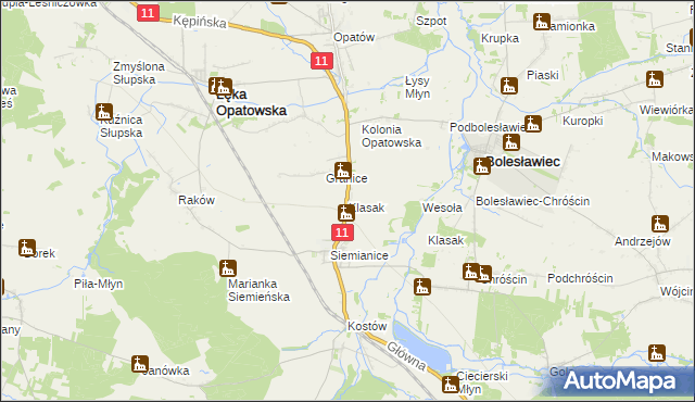 mapa Klasak, Klasak na mapie Targeo