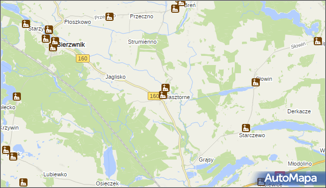 mapa Klasztorne gmina Bierzwnik, Klasztorne gmina Bierzwnik na mapie Targeo