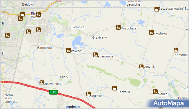 mapa Kłębanowice gmina Legnickie Pole, Kłębanowice gmina Legnickie Pole na mapie Targeo