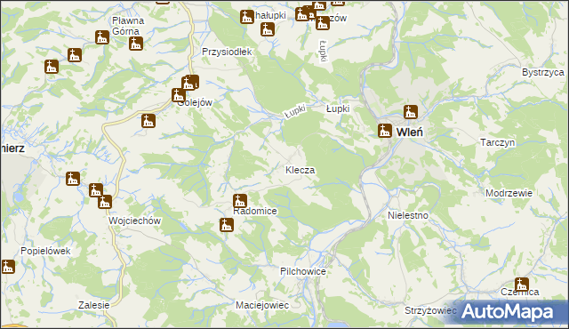 mapa Klecza, Klecza na mapie Targeo