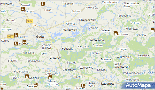 mapa Klęczana, Klęczana na mapie Targeo