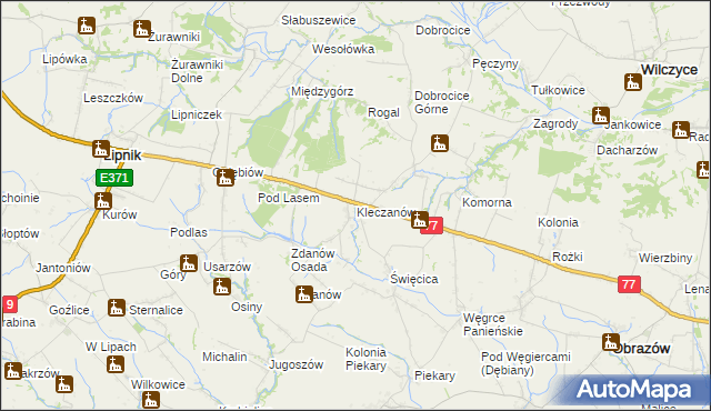 mapa Kleczanów, Kleczanów na mapie Targeo