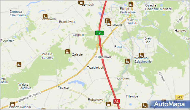 mapa Klęczkowo gmina Stolno, Klęczkowo gmina Stolno na mapie Targeo