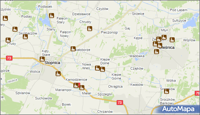 mapa Klępie Dolne, Klępie Dolne na mapie Targeo