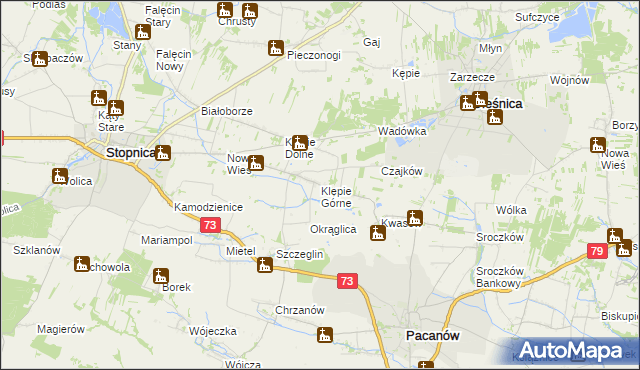 mapa Klępie Górne, Klępie Górne na mapie Targeo