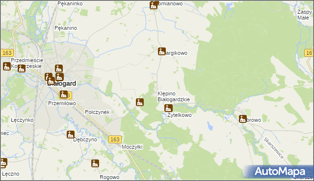 mapa Klępino Białogardzkie, Klępino Białogardzkie na mapie Targeo