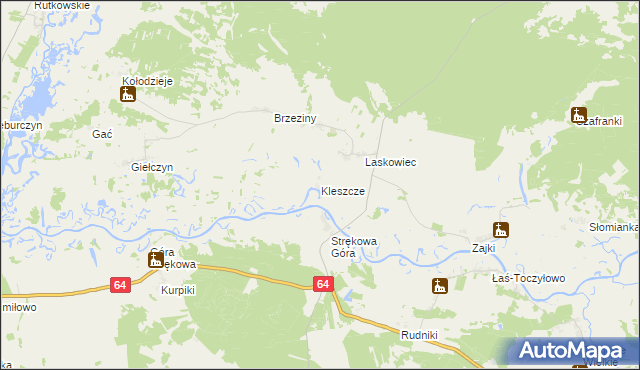 mapa Kleszcze gmina Trzcianne, Kleszcze gmina Trzcianne na mapie Targeo