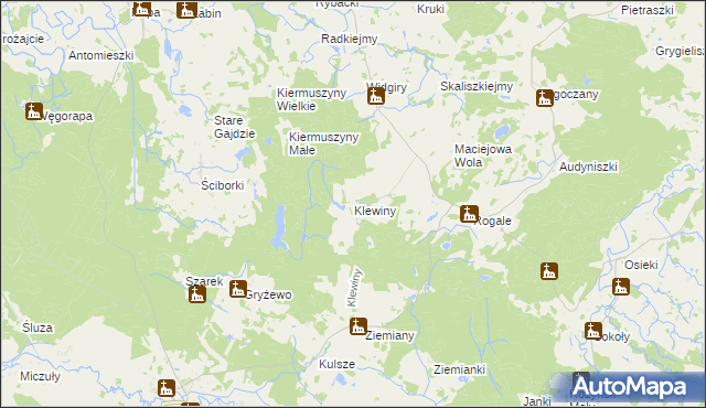 mapa Klewiny, Klewiny na mapie Targeo