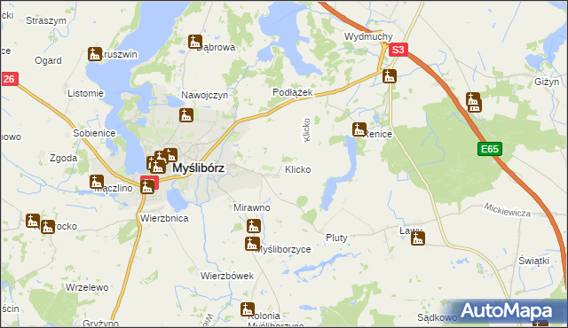 mapa Klicko, Klicko na mapie Targeo