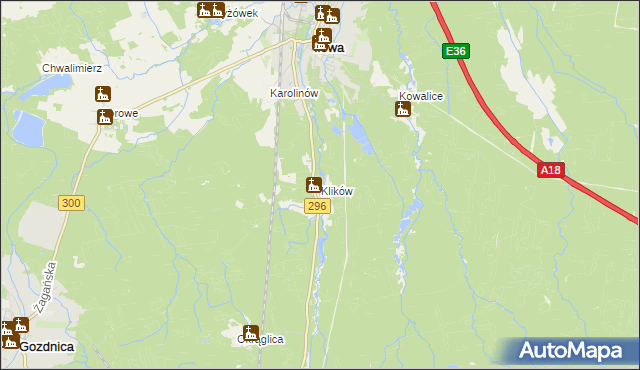 mapa Klików, Klików na mapie Targeo