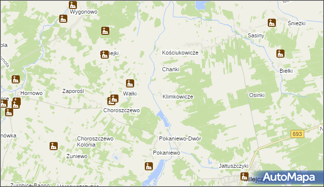 mapa Klimkowicze, Klimkowicze na mapie Targeo