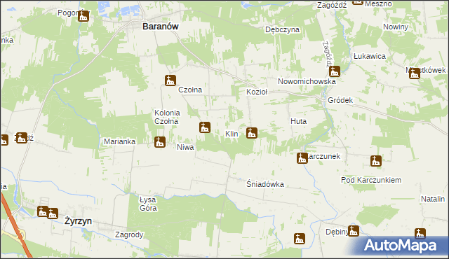 mapa Klin gmina Baranów, Klin gmina Baranów na mapie Targeo