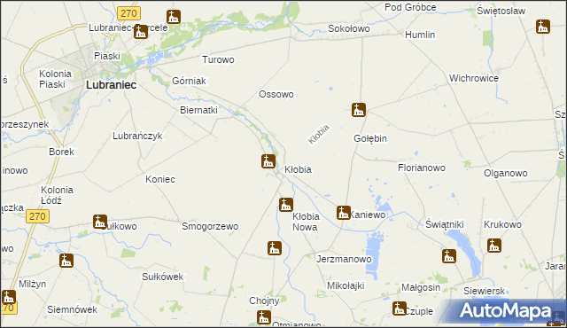 mapa Kłobia, Kłobia na mapie Targeo