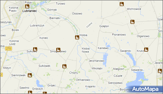 mapa Kłobia Nowa, Kłobia Nowa na mapie Targeo