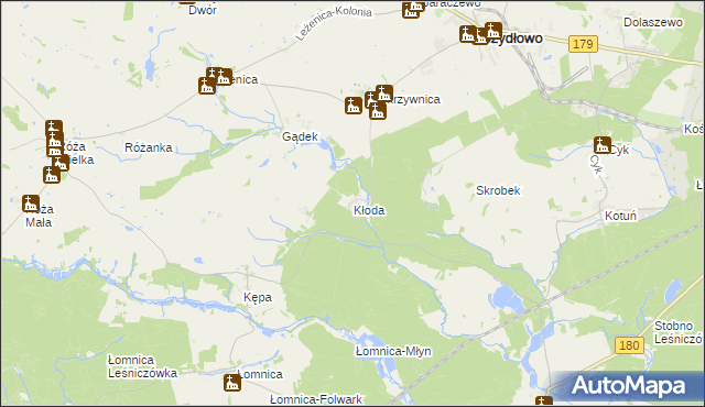 mapa Kłoda gmina Szydłowo, Kłoda gmina Szydłowo na mapie Targeo