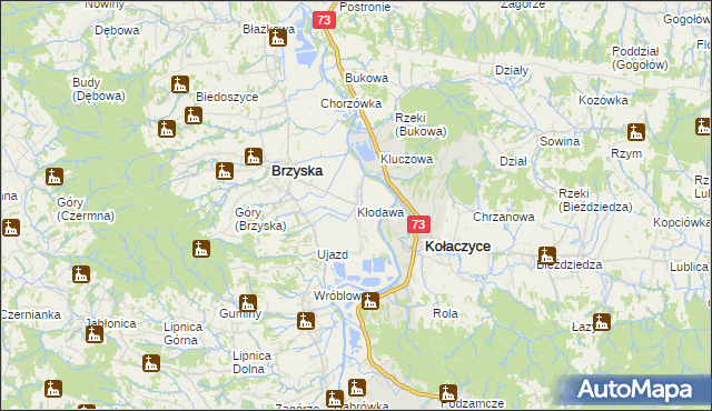 mapa Kłodawa gmina Brzyska, Kłodawa gmina Brzyska na mapie Targeo