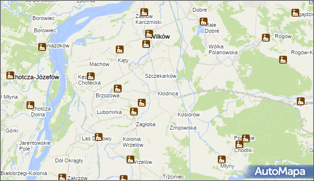 mapa Kłodnica gmina Wilków, Kłodnica gmina Wilków na mapie Targeo