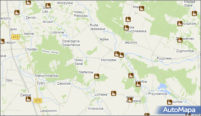 mapa Kłoniszew, Kłoniszew na mapie Targeo