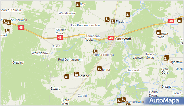 mapa Kłonna-Kolonia, Kłonna-Kolonia na mapie Targeo