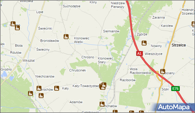 mapa Klonowiec Stary, Klonowiec Stary na mapie Targeo