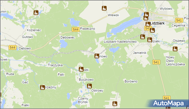 mapa Klonowo gmina Lidzbark, Klonowo gmina Lidzbark na mapie Targeo