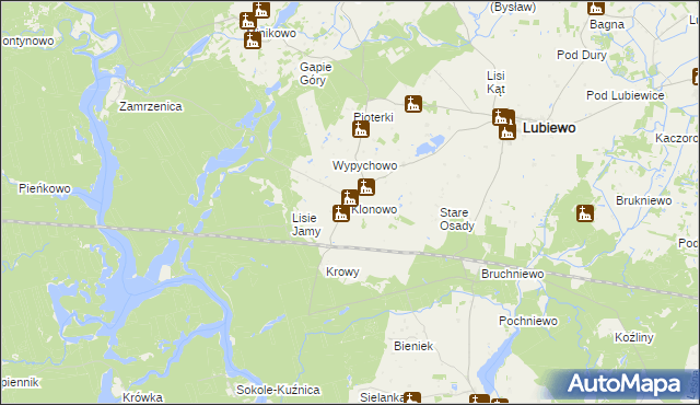 mapa Klonowo gmina Lubiewo, Klonowo gmina Lubiewo na mapie Targeo