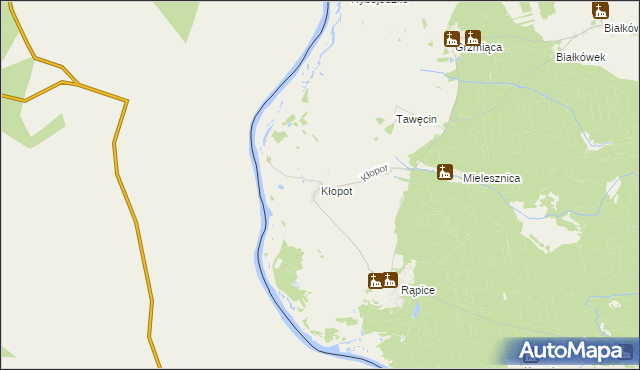 mapa Kłopot gmina Cybinka, Kłopot gmina Cybinka na mapie Targeo