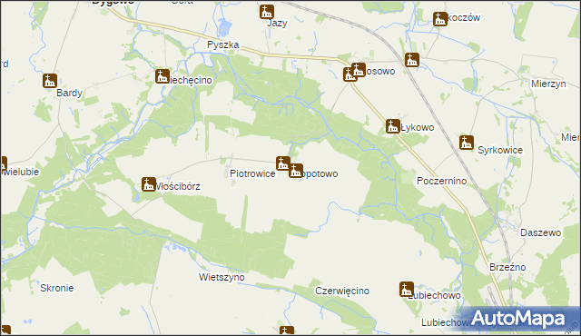 mapa Kłopotowo gmina Dygowo, Kłopotowo gmina Dygowo na mapie Targeo