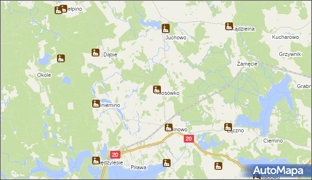 mapa Kłosówko gmina Borne Sulinowo, Kłosówko gmina Borne Sulinowo na mapie Targeo