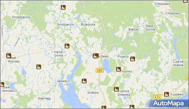 mapa Kluczewo gmina Czaplinek, Kluczewo gmina Czaplinek na mapie Targeo