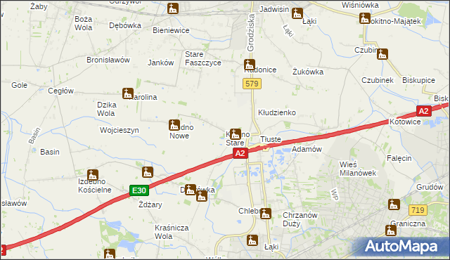 mapa Kłudno Stare, Kłudno Stare na mapie Targeo