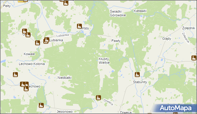 mapa Kłusity Wielkie, Kłusity Wielkie na mapie Targeo