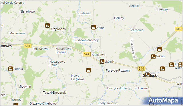 mapa Kluszewo, Kluszewo na mapie Targeo