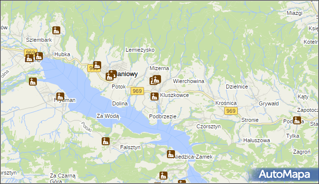 mapa Kluszkowce, Kluszkowce na mapie Targeo