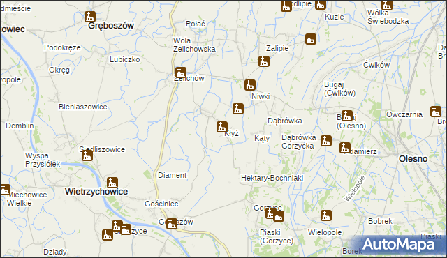 mapa Kłyż, Kłyż na mapie Targeo