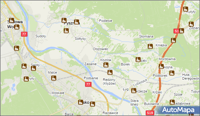 mapa Kłyżów, Kłyżów na mapie Targeo