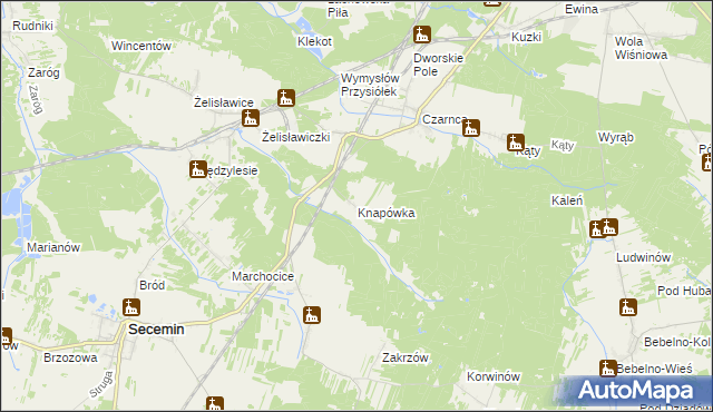 mapa Knapówka gmina Włoszczowa, Knapówka gmina Włoszczowa na mapie Targeo