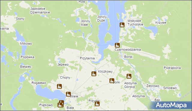 mapa Knieja gmina Karsin, Knieja gmina Karsin na mapie Targeo