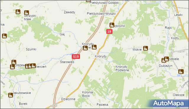mapa Knorydy, Knorydy na mapie Targeo