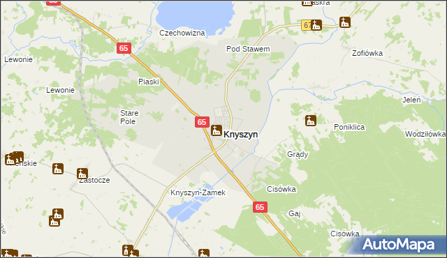 mapa Knyszyn powiat moniecki, Knyszyn powiat moniecki na mapie Targeo