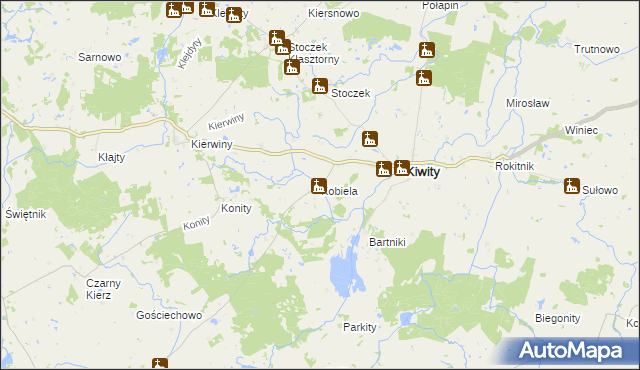 mapa Kobiela gmina Kiwity, Kobiela gmina Kiwity na mapie Targeo