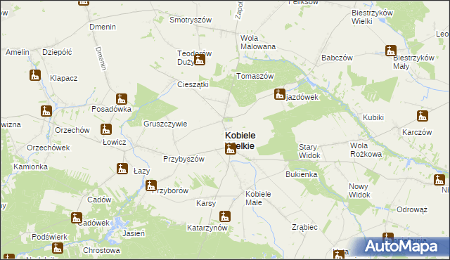 mapa Kobiele Wielkie, Kobiele Wielkie na mapie Targeo