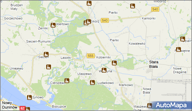 mapa Kobierniki gmina Stara Biała, Kobierniki gmina Stara Biała na mapie Targeo