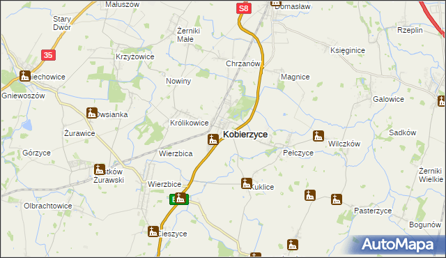 mapa Kobierzyce, Kobierzyce na mapie Targeo