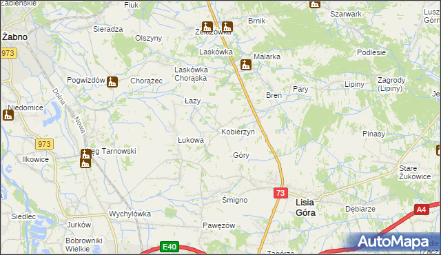 mapa Kobierzyn gmina Lisia Góra, Kobierzyn gmina Lisia Góra na mapie Targeo